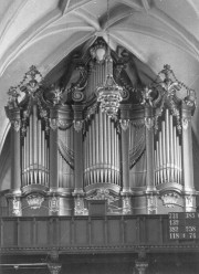Grand orgue G. Silbermann de la Sophie-Kirche de Dresde. Instrument détruit maintenant. Crédit: //de.wikipedia.org/