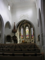 Vue intérieure de cette église en direction du choeur gothique. Cliché personnel