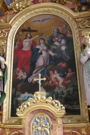Un des tableaux de l'autel double Sud: Couronnement de la Vierge par T. Brandenberg (17ème s.). Cliché personnel