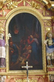 Un des tableaux de l'autel double Sud: arrestation de Jésus (1823). Cliché personnel