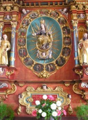 Détail de l'autel Nord (gauche). Vierge et Rosaire. Cliché personnel