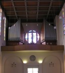 Vue de face de l'orgue Kuhn de la Marienkirche de Berne. Cliché personnel (déc. 2008)