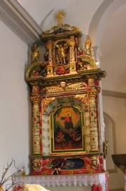 Vue de l'autel secondaire gauche, dédié à la Vierge. Cliché personnel