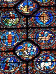 Détail d'un vitrail de la cathédrale de Chartres (du Moyen-Âge). Crédit: //fr.wikipedia.org/