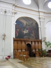 Peinture murale à gauche dans le choeur (par Marigliani: Adoration des Bergers). Cliché personnel