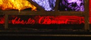 Signature de C. Clément dans le vitrail du choeur. Cliché personnel