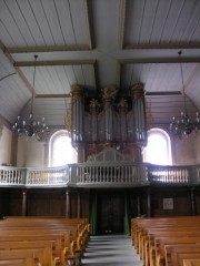 Intérieur du Temple d'Avenches en direction de l'orgue au très beau buffet. Cliché personnel