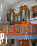 Vue de l'orgue historique Braun/Felsberg (1872/1981), église de Schluein. Cliché personnel (juill. 2010)