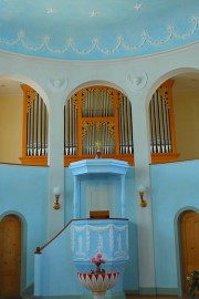 Vue de l'orgue avec la chaire. Cliché personnel