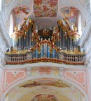 Vue du grand orgue J. Gabler d'Ochsenhausen (orgue baroque). Cliché personnel (mai 2011)