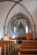 Nef de l'église-chapelle San Sebastian. Peintures murales vers 1500. Cliché personnel