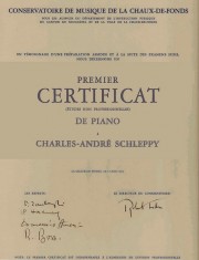 Certificat de piano, La Chaux-de-Fonds, juin 1964