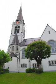 Vue de l'église réformée d'Altstätten (St-Gall). Cliché personnel (07. 2014)
