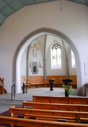 Le choeur de l'église réformée de Sennwald (peintures murales gothiques). Cliché personnel (07. 2014)