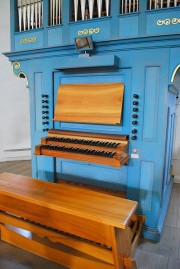 Console de l'orgue Mathis. Cliché personnel