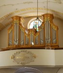 Vue de l'orgue A. Hauser de Täsch, bel instrument. Cliché personnel (juillet 2018)
