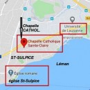 Emplacement de la chapelle Ste-Claire. Source: www.google.ch/maps/place/Chapelle+Catholique+Sainte-Claire/