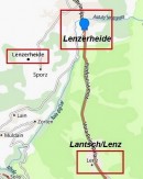 Distance entre Lenz-Lantsch et Lenzerheide (église réformée). Source: carte Viamichelin