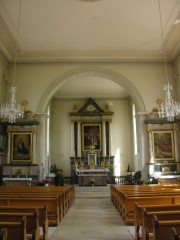 Vue intérieure de l'église de Mervelier. Cliché personnel