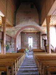 Vue de la nef de l'église de Saanen. Cliché personnel