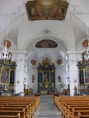 Vue d'ensemble de l'intérieur de la Pfarrkirche, Dagmersellen. Cliché personnel