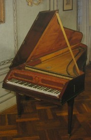 Fortepiano de I. Kober (vers 1785), Vienne. Crédit: Encyclopédie Illustrée, Instruments de Musique, Gründ, 2003