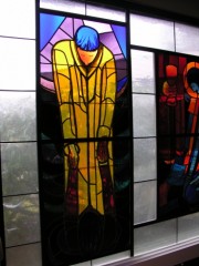 L'un des vitraux Hunziker de la David-Kirche de Flamatt. Cliché personnel