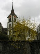 Vue de l'église réformée de Krauchthal. Cliché personnel (mars 2008)