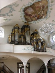 Autre vue de l'orgue et d'une partie des peintures de la voûte. Cliché personnel