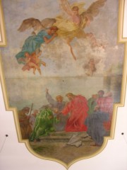Vue d'une partie des peintures du plafond de la nef. Cliché personnel