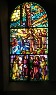 Le Landeron, autre vitrail signé Chiara (début 20ème s.), Chapelle des 10'000 Martyrs. Cliché personnel