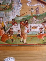 Décoration peinte du clavecin de style italien. Cliché personnel