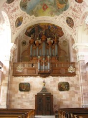 Vue de l'orgue Silbermann depuis le milieu de la nef. Cliché personnel