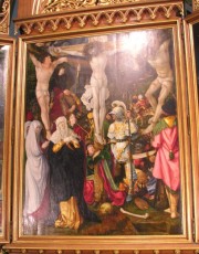 Vue rapprochée du panneau central (Crucifixion) du triptyque de 1524. Cliché personnel