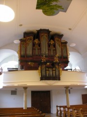 Vue de l'orgue Speisegger/Mooser de Vuisternens-en-Ogoz. Cliché personnel (fin oct. 2008)