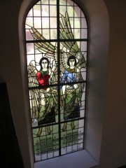 Un vitrail de l'église de Gampelen. Cliché personnel