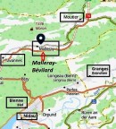 Situation géographique de Bévilard (Malleray). Source: Viamichelin 