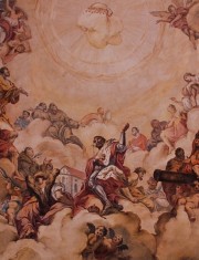 Vue partielle au zoom de la fresque principale du plafond (vision de St-Jean). Cliché personnel