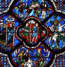 Cathédrale de Chartres: parabole du Bon Samaritain. Source: site Wikipedia sur les vitraux de Chartres (auteur photo: MOSSOT)