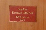 Plaque de signature de l'orgue. Cliché personnel