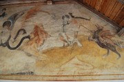 Peintures murales: façade Ouest extérieure, à droite (saint Georges tuant le dragon). Cliché personnel