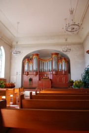 Vue de la nef en direction de l'orgue, en Ouest. Cliché personnel