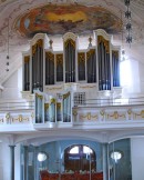 Vue de l'orgue Mathis de l'église St-Colomban à Rorschach. Cliché personnel (mai 2011)