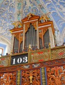 Vue de l'orgue historique J. Lochner (1741) à Zernez. Cliché personnel (juillet 2011)