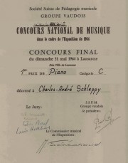 Premier Prix de piano, Expo. Nationale, Lausanne, mai 1964