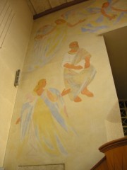 Temple des Brenets, détail des fresques (partie gauche). Cliché personnel
