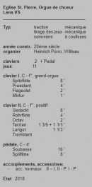 Composition de l'orgue de choeur Pürro. Vérifiée sur place