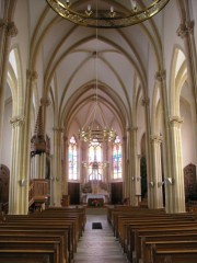 Vue intérieure de la nef de l'église de Villers-le-Lac. Cliché personnel