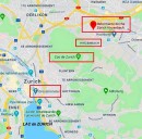 Situation de cette paroisse et église sur le plan de Zürich. Source: www.google.ch/maps/place/Reformierte+Kirche+Zürich+Hirzenbach/