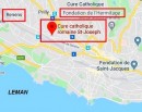 Emplacement de cette église. Source: www.google.ch/maps/place/Cure+catholique+romaine+St-Joseph/